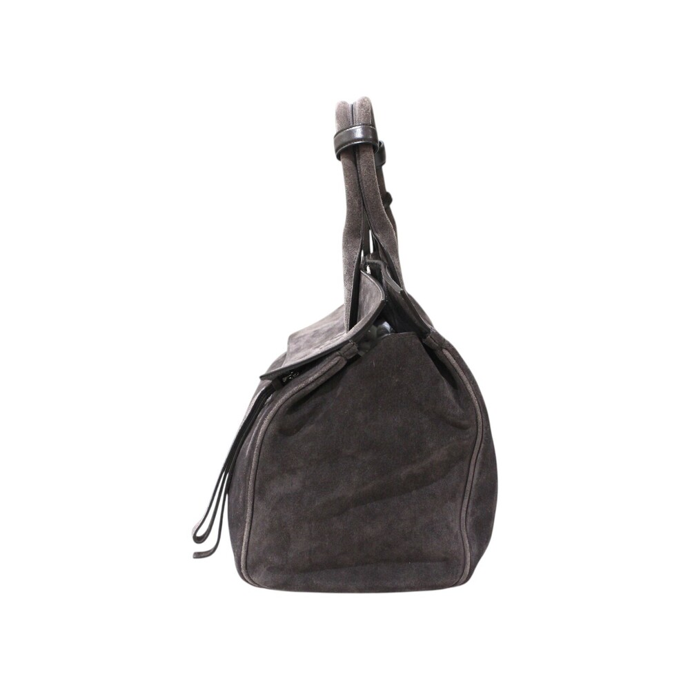 Salvatore Ferragamo Gancini shoulder strap suede Bag Studio gray - Picture 3 of 7
